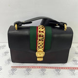 [PRE LOVED] Gucci Small Sylvie Shoulder Bag in Black Leather GHW