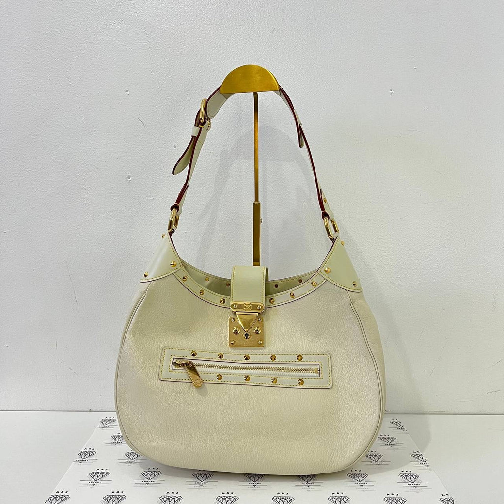 [PRE LOVED] Louis Vuitton Suhali L'Affriolant Shoulder Bag in White GHW (MI1004)