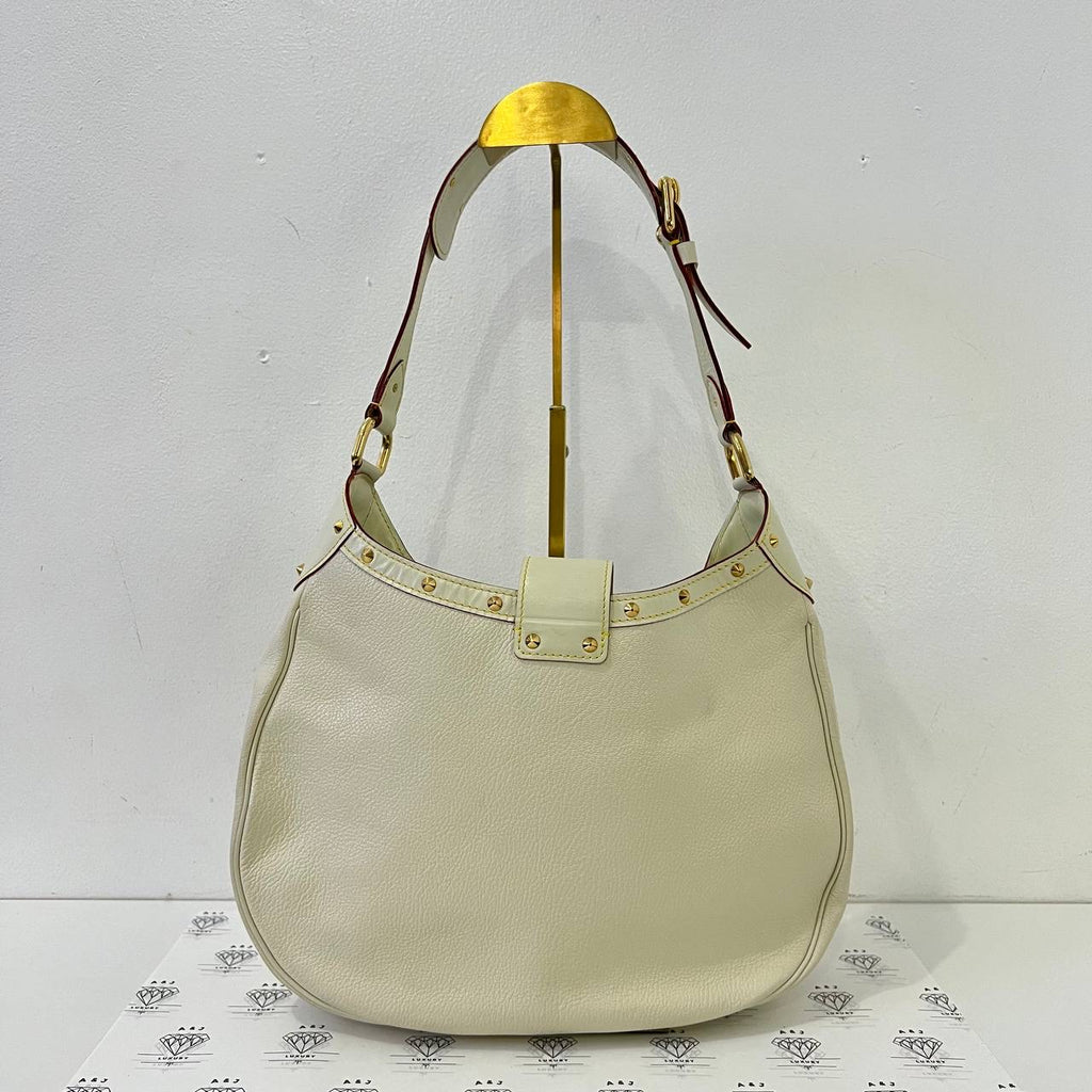 [PRE LOVED] Louis Vuitton Suhali L'Affriolant Shoulder Bag in White GHW (MI1004)