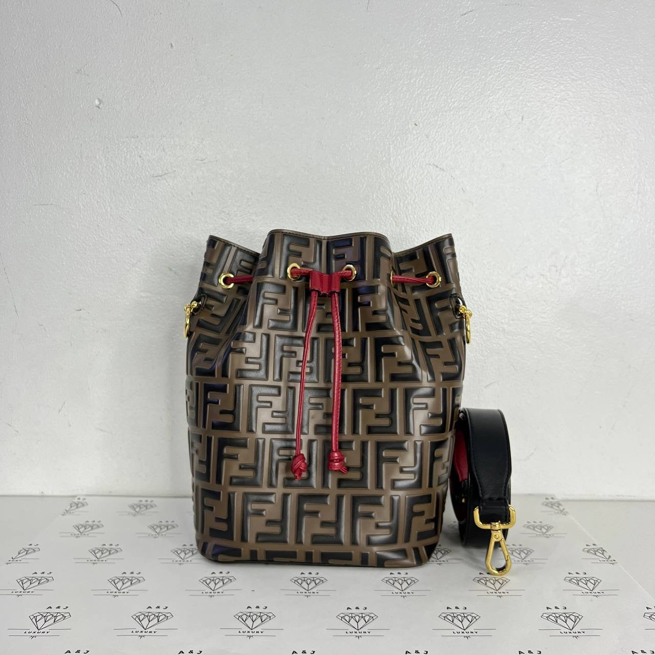 [PRE LOVED] Fendi Mon Tresor Bucket Bag in Brown/Red