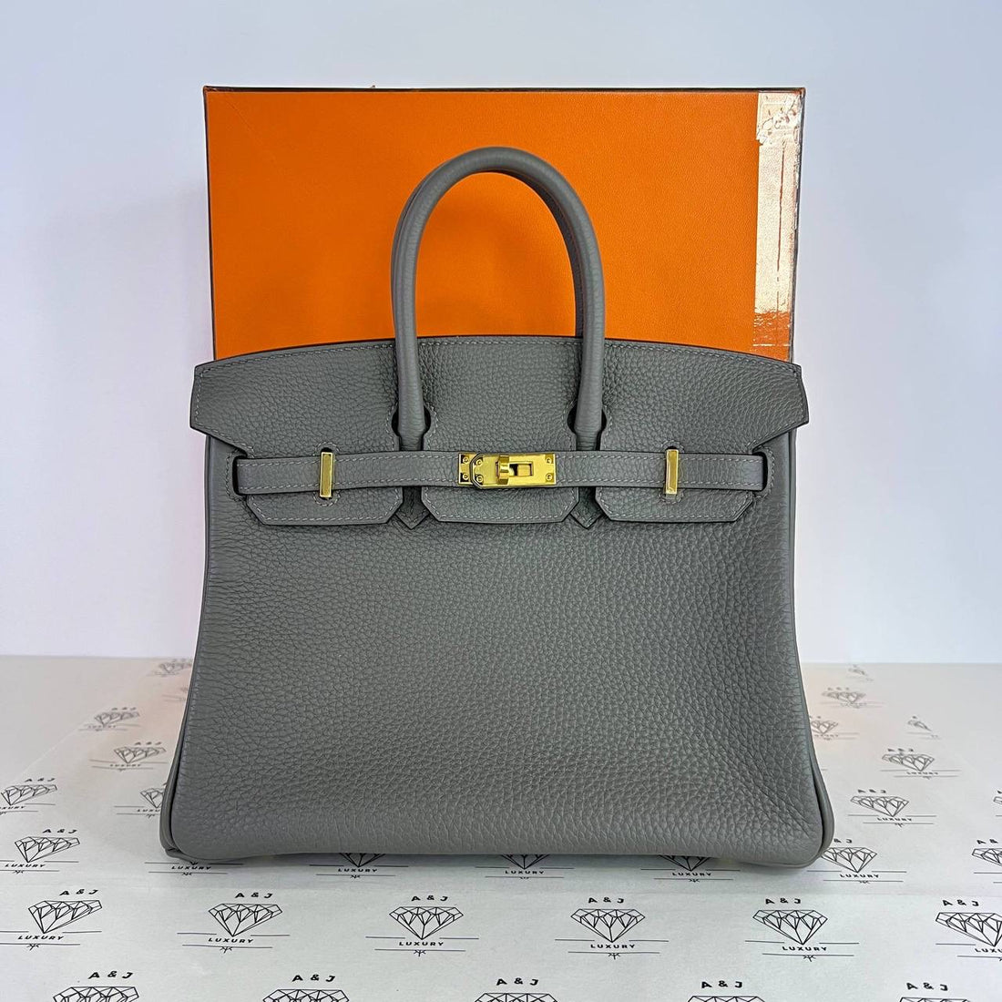 [PRE LOVED] Hermes Birkin 25 Retourne in Gris Meyer Togo Leather GHW (Stamp U - 2022)