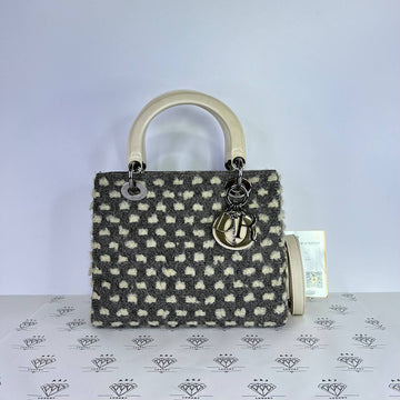 [PRE LOVED] Christian Dior Medium Vintage Lady D in Black/White Tweed SHW (1999)