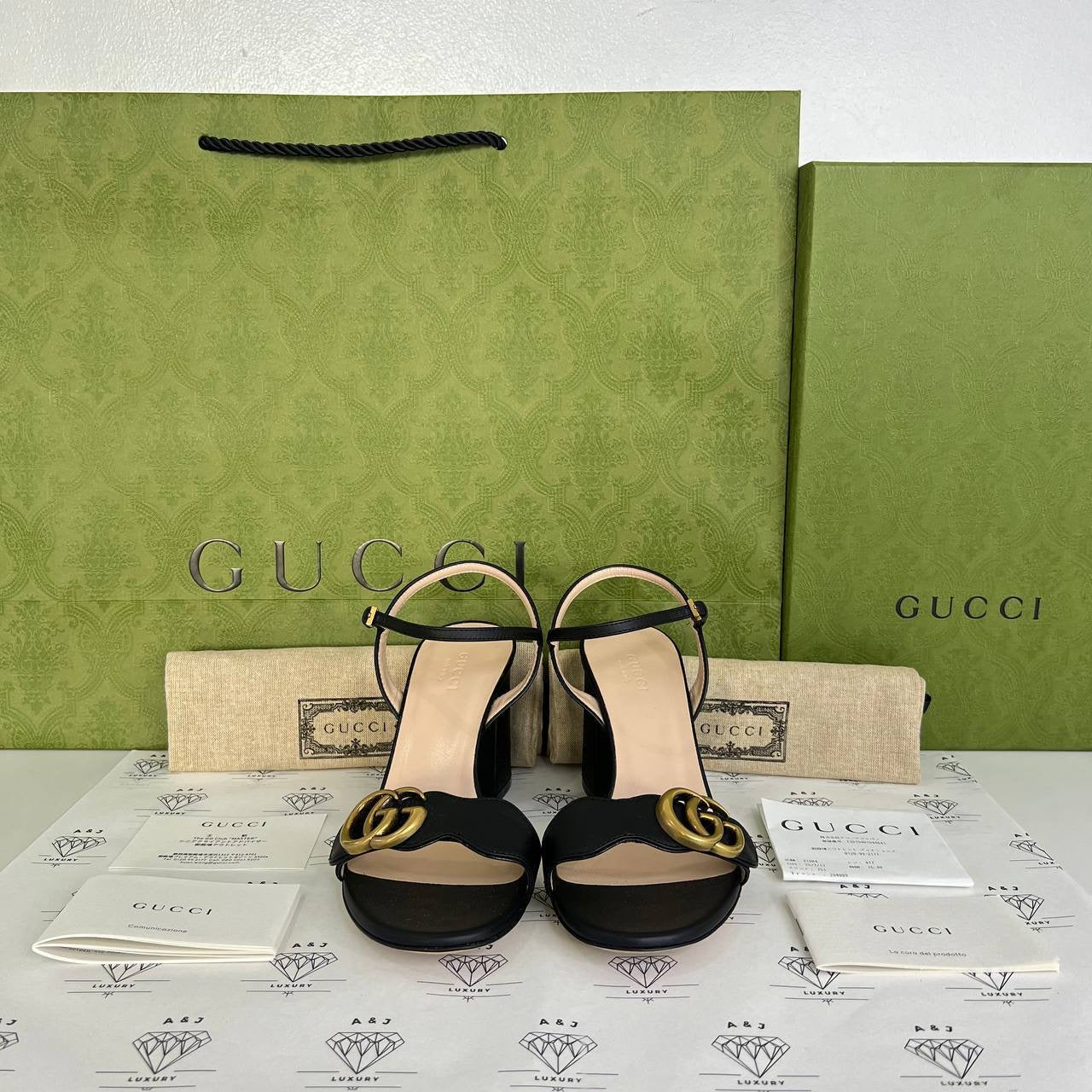 [BRAND NEW] Gucci Marmont Block Heels in Black Size 36EU