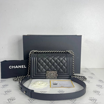 [PRE LOVED] Chanel Small Leboy in Black Caviar RHW (Series 25)