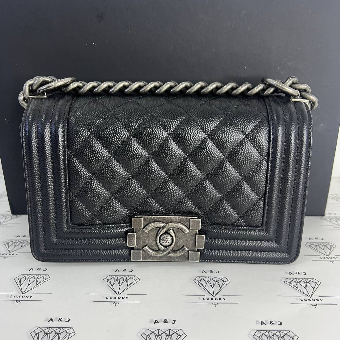 [PRE LOVED] Chanel Small Leboy in Black Caviar RHW (Series 25)