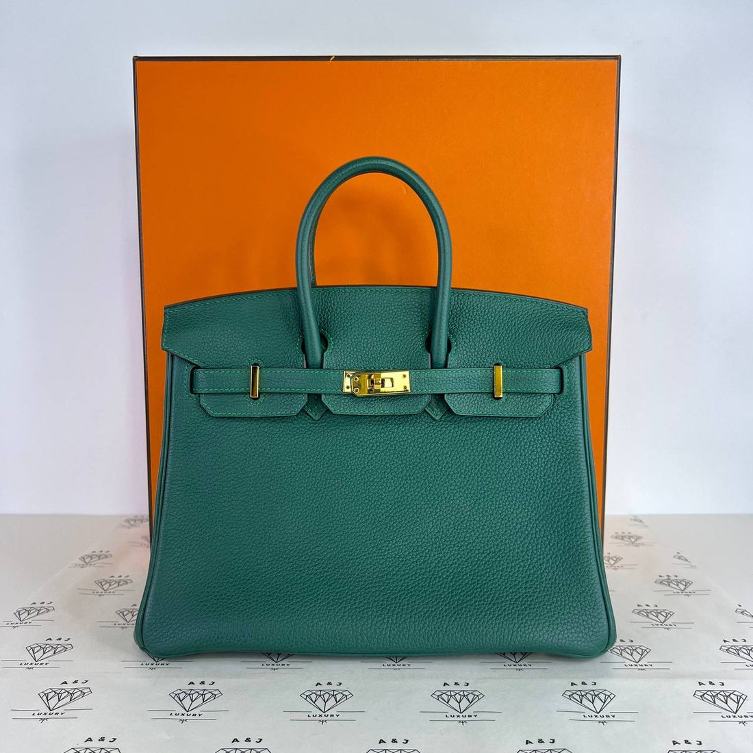 [PRE LOVED] Hermes Birkin 25 Retourne in Malachite Togo Leather GHW (Stamp C - 2018)
