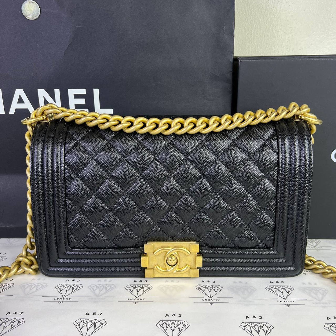 [PRE LOVED] Chanel Old Medium Leboy in Black Caviar Leather GHW (microchipped)