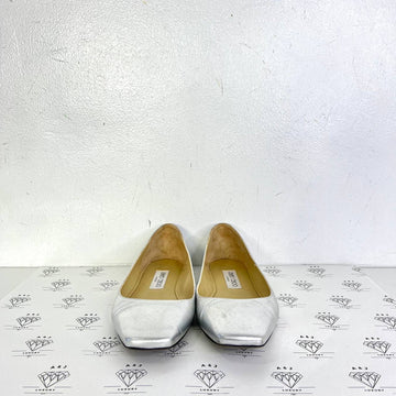 [PRE LOVED] Jimmy Choo Leather Ballet Flats in Silver Size 38EU