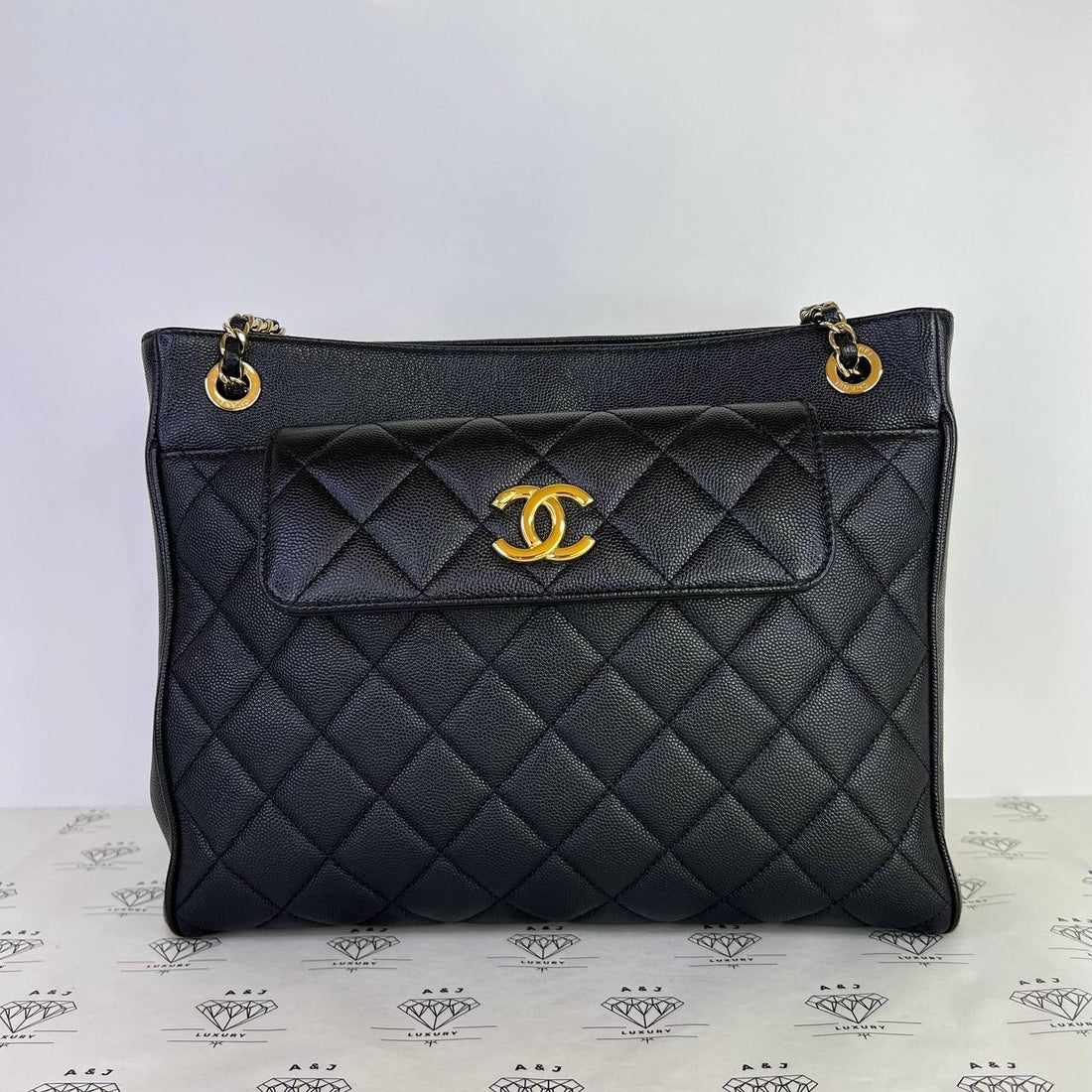 [PRE LOVED] Chanel In Out Flap Shopping Tote in Black Caviar Leather GHW (Series 29)