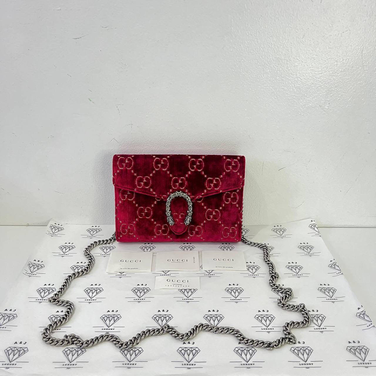 [PRE LOVED] Gucci Wallet on Chain in Red Suede Leather SHW