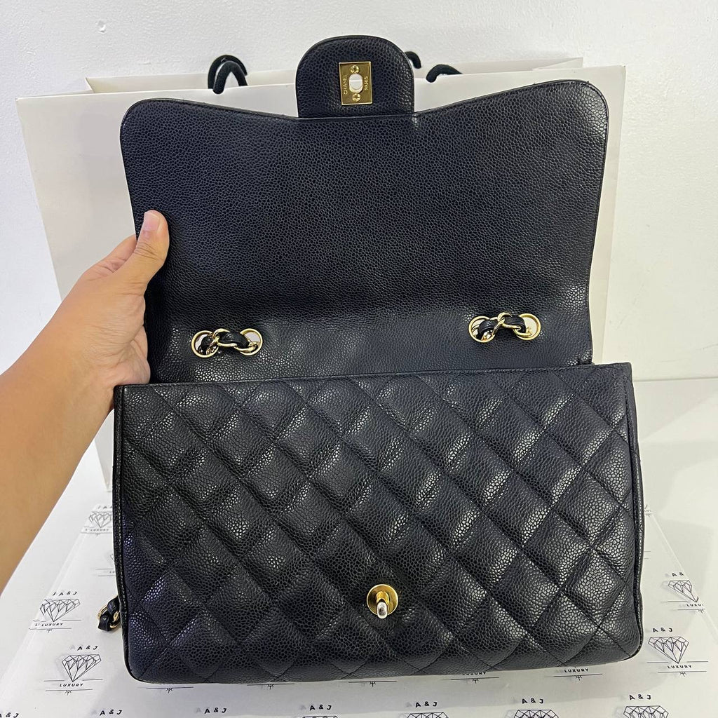 [PRE LOVED] Chanel Classic Jumbo Single Flap in Black Caviar GHW (Series 13)