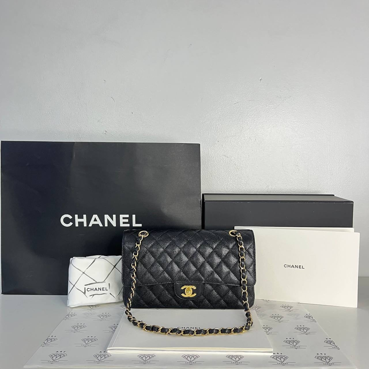 [PRE LOVED] Chanel Medium Classic Double Flap in Black Caviar GHW (microchipped)