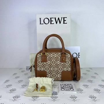 [PRE LOVED] Loewe Amazona 16 Square Anagram in Tan/Jacquard GHW