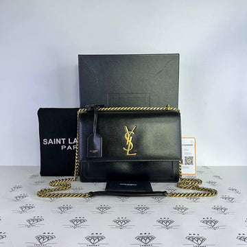 [PRE LOVED] YSL Medium Sunset in Black Smooth Calfskin GHW (2022)