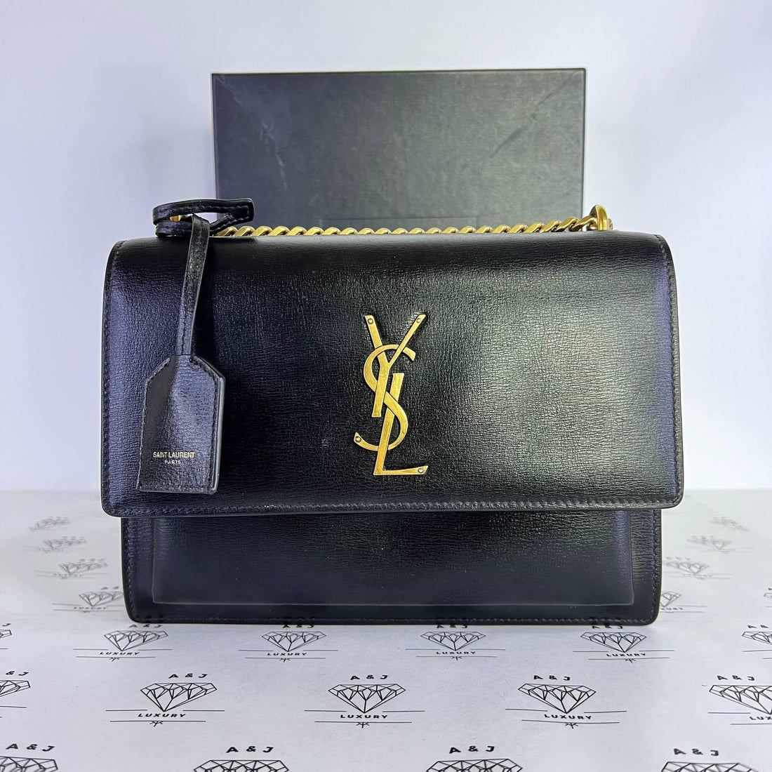 [PRE LOVED] YSL Medium Sunset in Black Smooth Calfskin GHW (2022)
