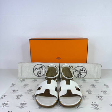 [PRE LOVED] Hermes Santorini Sandals in White Size 36.5EU