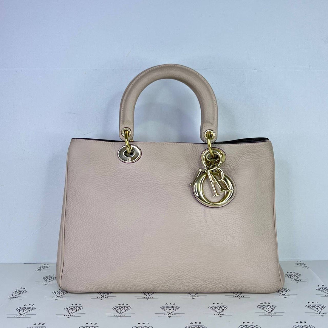 [PRE LOVED] Christian Dior Large Diorrissimo in Light Pink/Taupe Grained Calfskin GHW