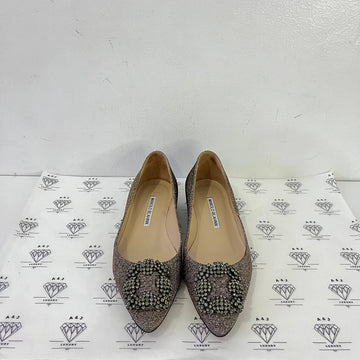 [PRE LOVED] Manolo Blahnik Hangisi Flats in Metallic Gold Size 35EU