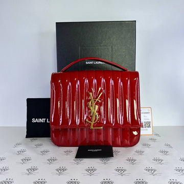 [PRE LOVED] YSL Large Vicky in Red Patent Leather GHW (2018)