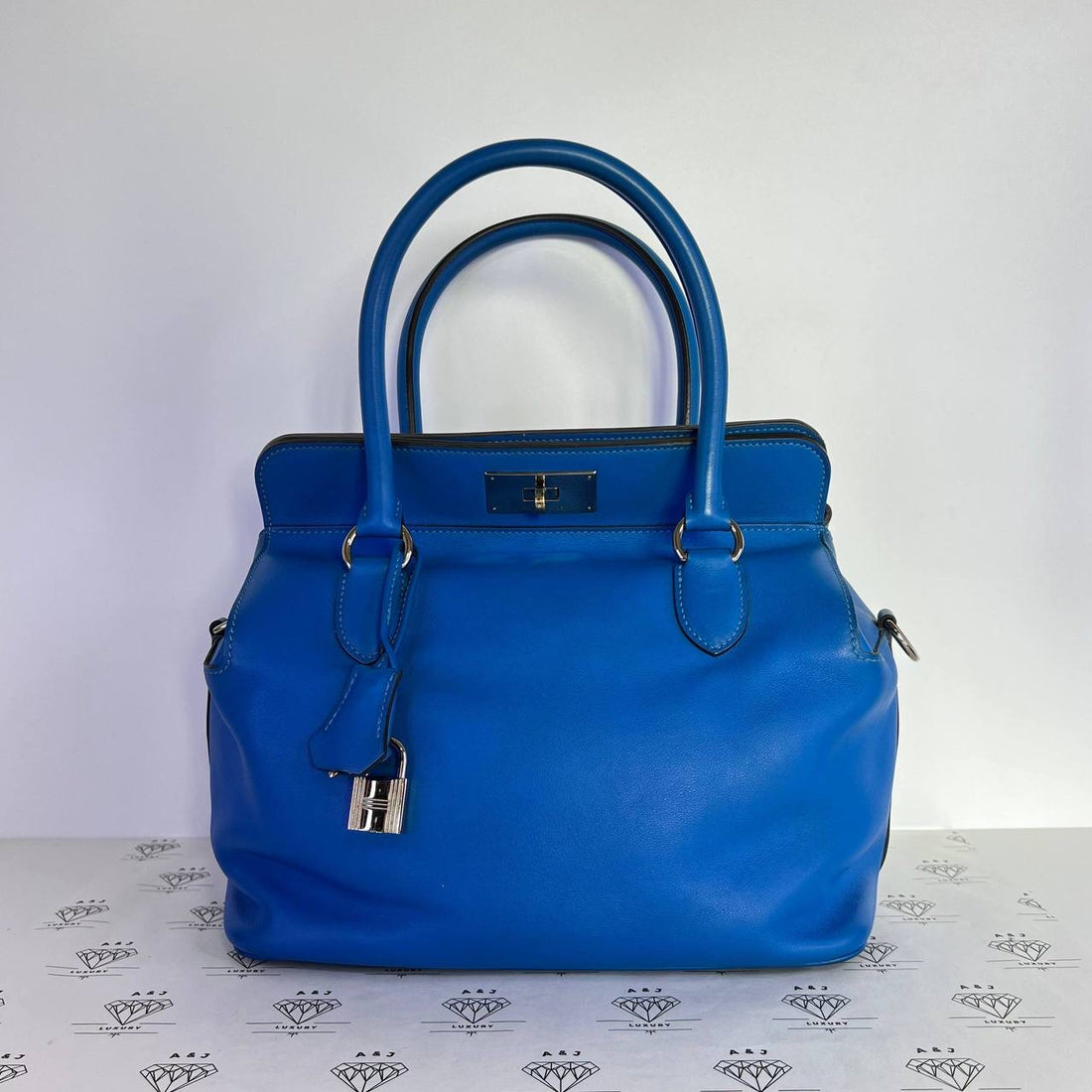 [PRE LOVED] Hermes Toolbox 26 in Blue Hydra Swift Leather PHW (Stamp Q Square - 2013)