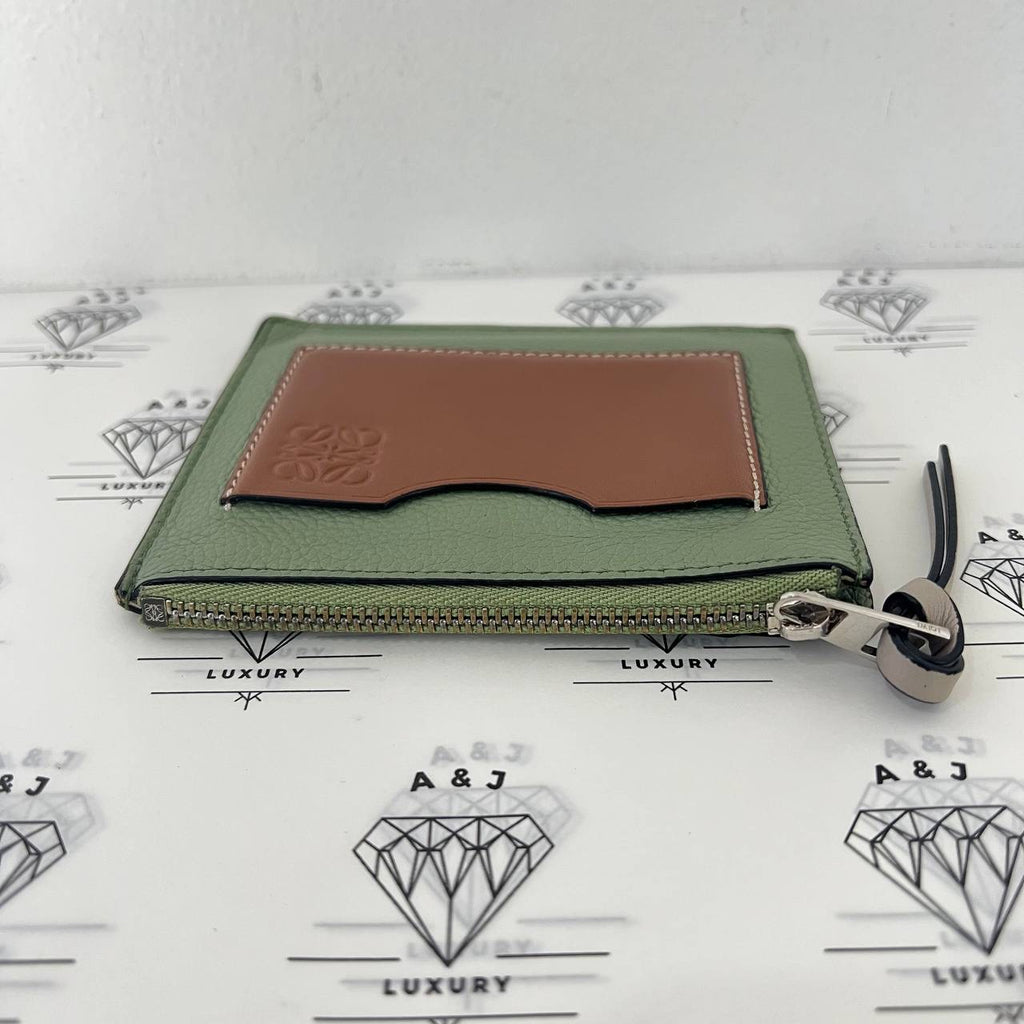 [PRE LOVED] Loewe Coin Cardholder in Rosemary/Tan Grained Calfskin SHW