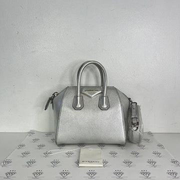 [PRE LOVED] Givenchy Mini Antigona in Silver Goatskin Leather SHW