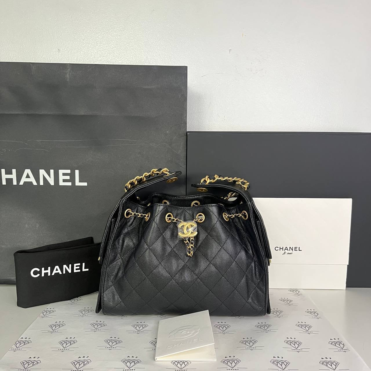 [BRAND NEW] Chanel Small C25 in Black Caviar GHW (microchipped)