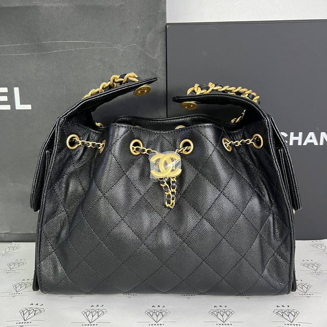 [BRAND NEW] Chanel Small C25 in Black Caviar GHW (microchipped)