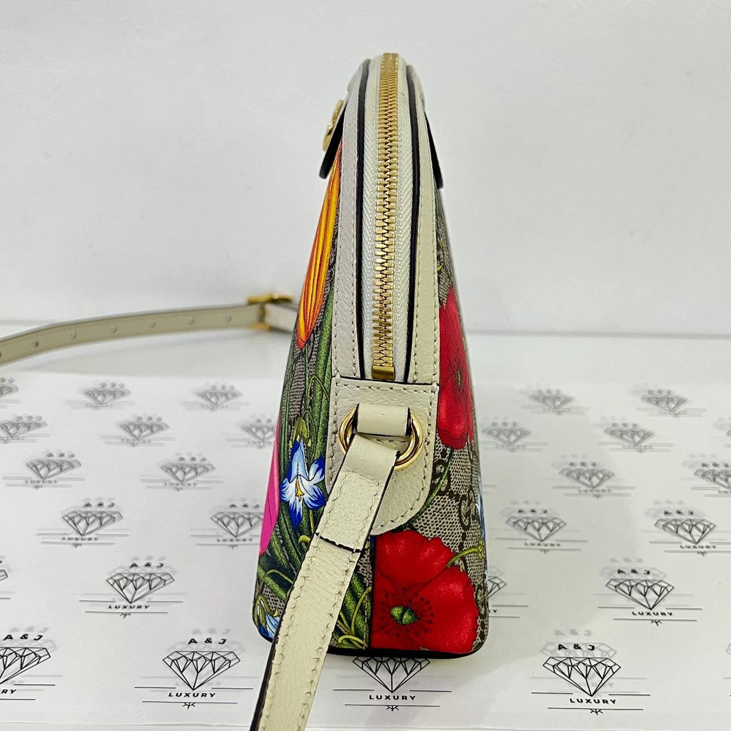 [PRE LOVED] Gucci Ophidia Floral Dome in Canvass and White Leather Trims