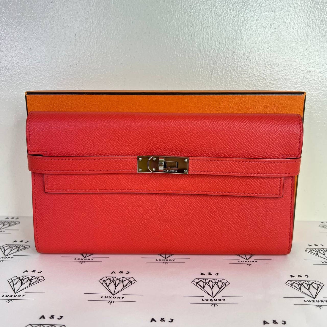 [PRE LOVED] Hermes Kelly Wallet in Rose Jaipur Epsom Leather PHW (Stamp T - 2015)