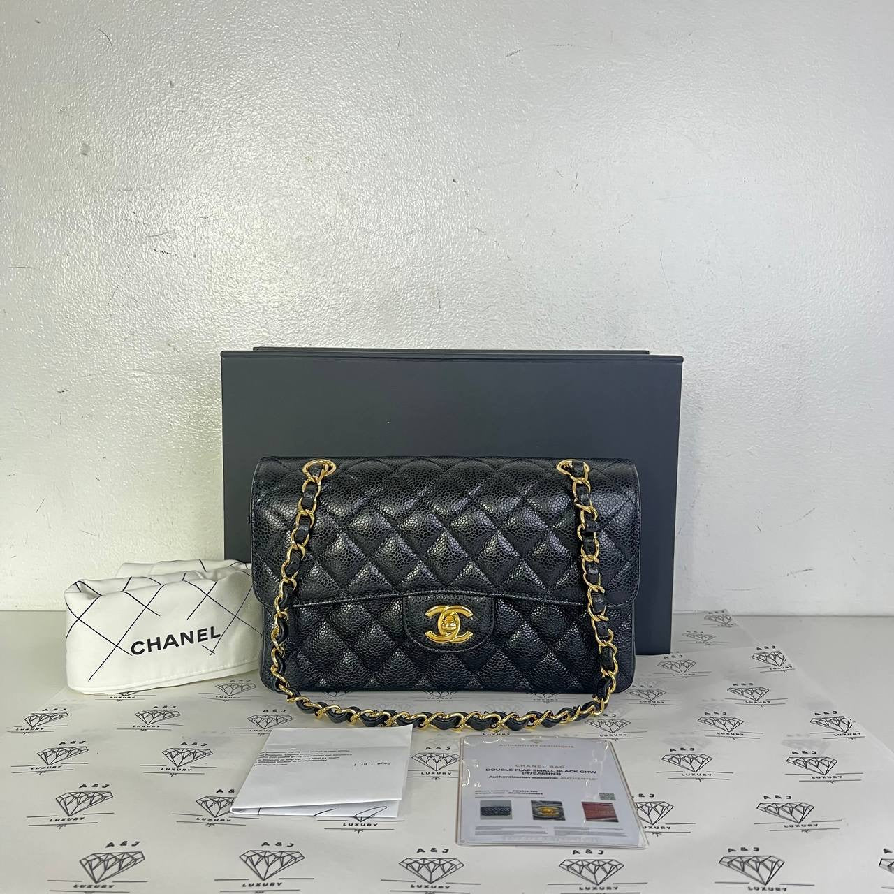 [PRE LOVED] Chanel Small Classic Double Flap in Black Caviar Leather GHW (microchipped)