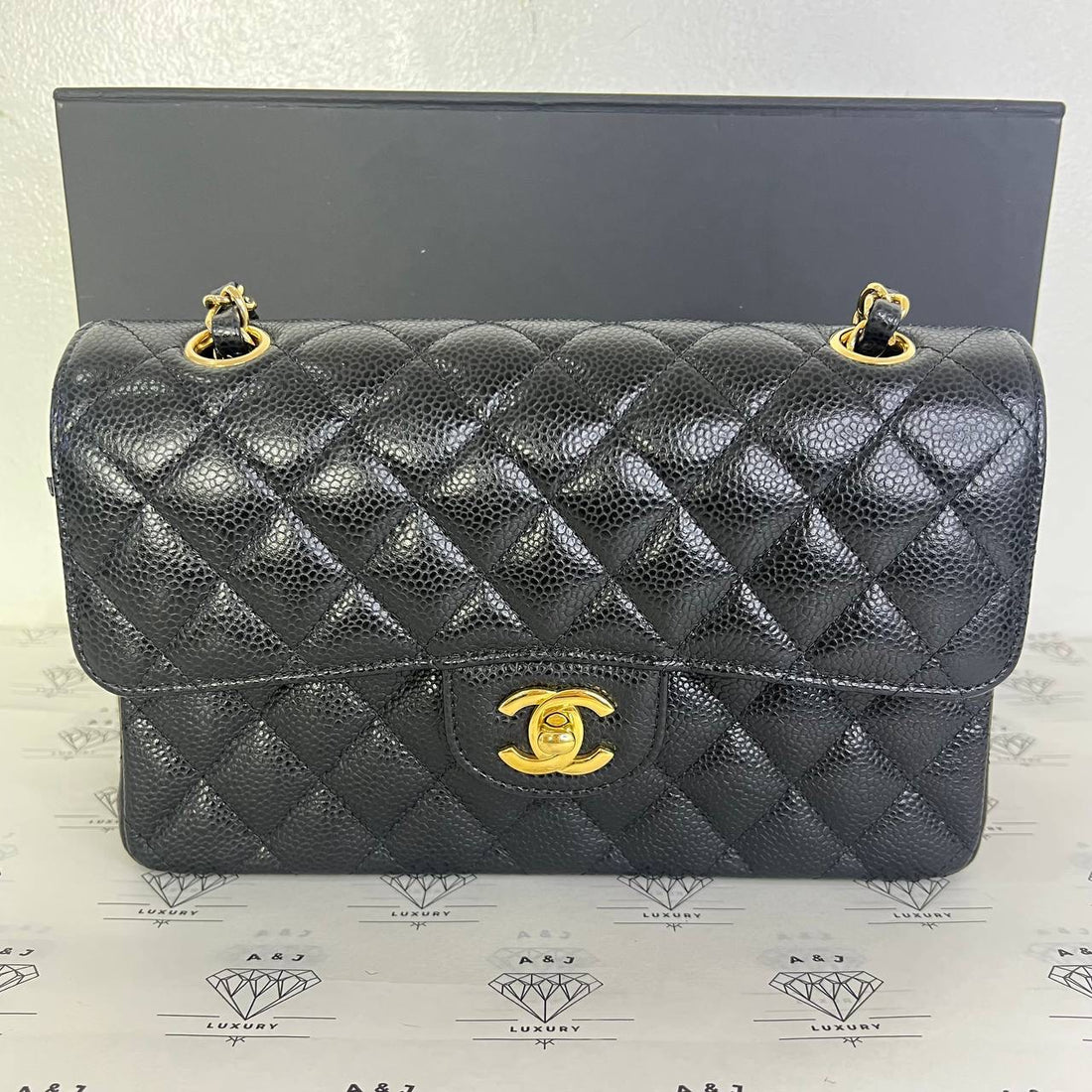 [PRE LOVED] Chanel Small Classic Double Flap in Black Caviar Leather GHW (microchipped)