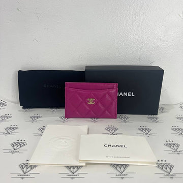 [PRE LOVED] Chanel Flat Cardholder in Pink Caviar GHW (microchipped)