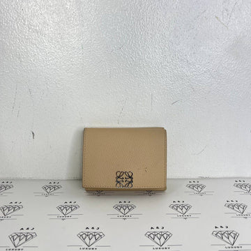 [PRE LOVED] Loewe Anagram Trifold Wallet in Beige Grained Calfskin Leather SHW