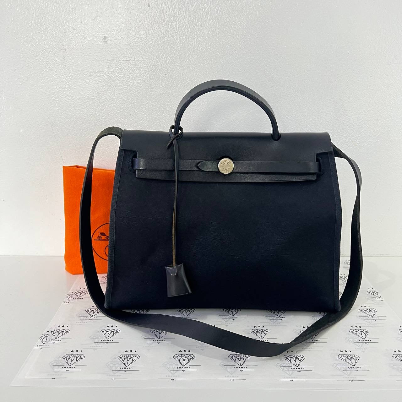 [PRE LOVED] Hermes Herbag Zip 31 in Noir Canvass PHW (Stamp D Square - 2000)