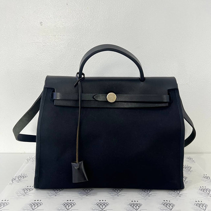 [PRE LOVED] Hermes Herbag Zip 31 in Noir Canvass PHW (Stamp D Square - 2000)