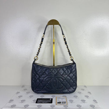 [PRE LOVED] Chanel Logo Shoulder Bag in Black Caviar Leather GHW (Series 7)