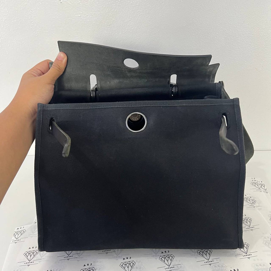 [PRE LOVED] Hermes Herbag Zip 31 in Noir Canvass PHW (Stamp D Square - 2000)