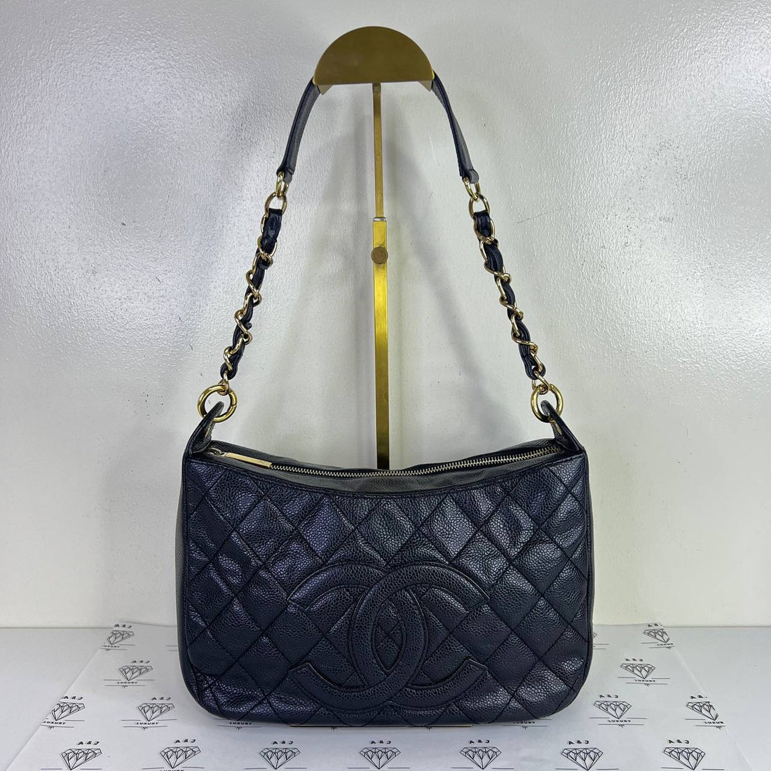 [PRE LOVED] Chanel Logo Shoulder Bag in Black Caviar Leather GHW (Series 7)