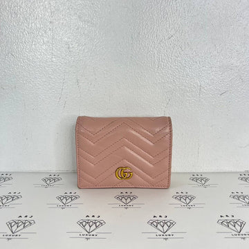 [PRE LOVED] Gucci Marmont Bifold Wallet in Pink Matelasse Leather GHW