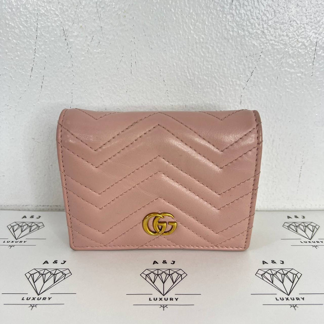 [PRE LOVED] Gucci Marmont Bifold Wallet in Pink Matelasse Leather GHW