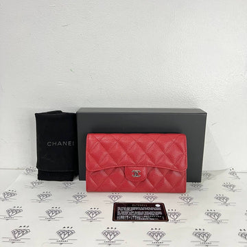 [PRE LOVED] Chanel Trifold Wallet in Red Caviar SHW  (Series 21)