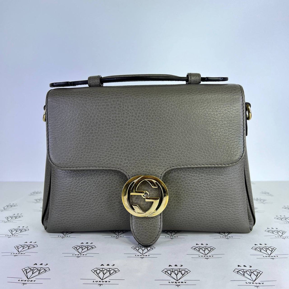 [PRE LOVED] Gucci Small Interlocking Shoulder Bag in Gray GHW