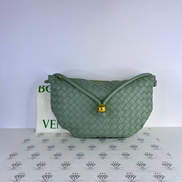 [PRE LOVED] Bottega Veneta Medium Turn Pouch in Travertine Intrecciato Leather GHW
