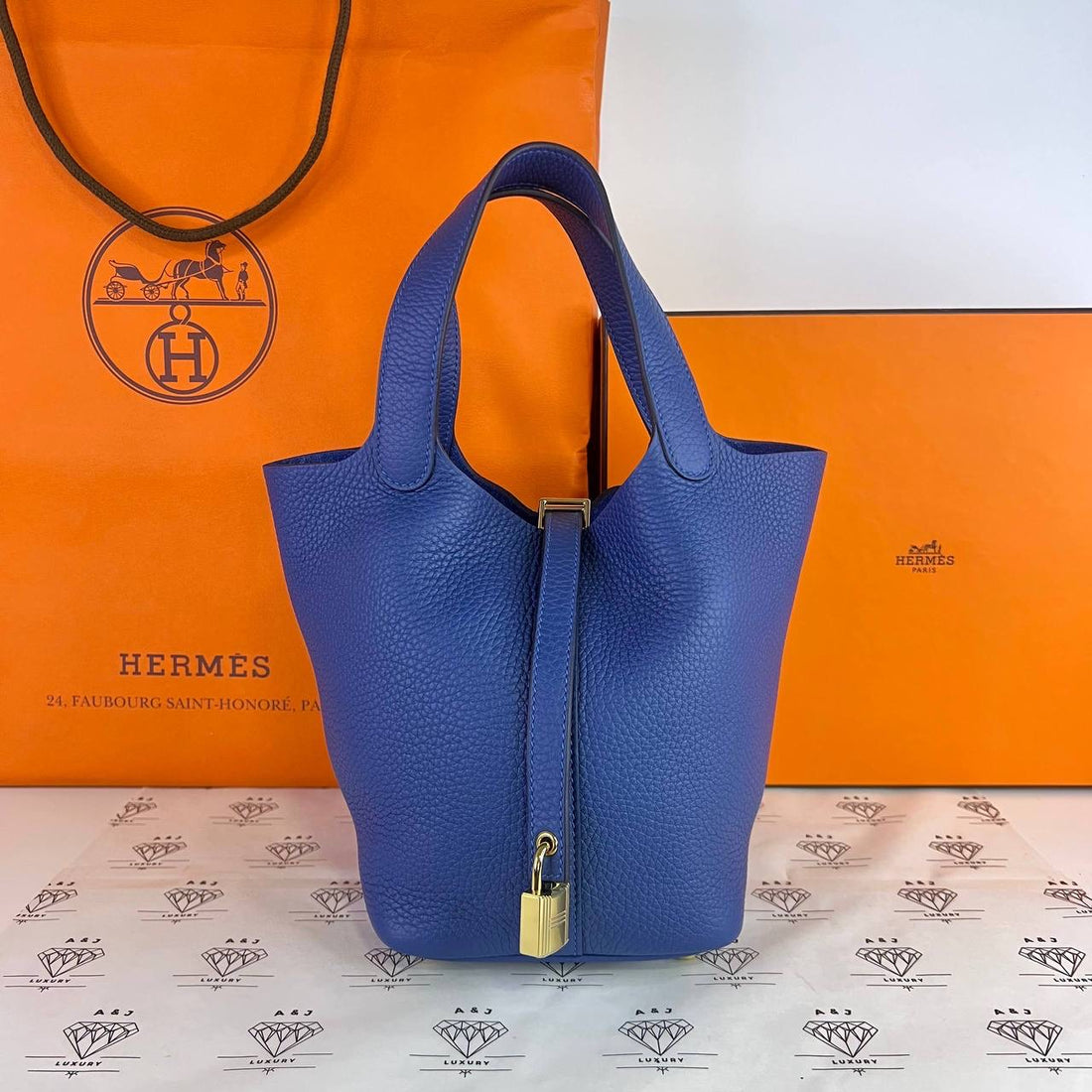 [PRE LOVED] Hermes Picotin 18 in Bleu Tie Clemence Leather Permabrass HW (Stamp K - 2025)