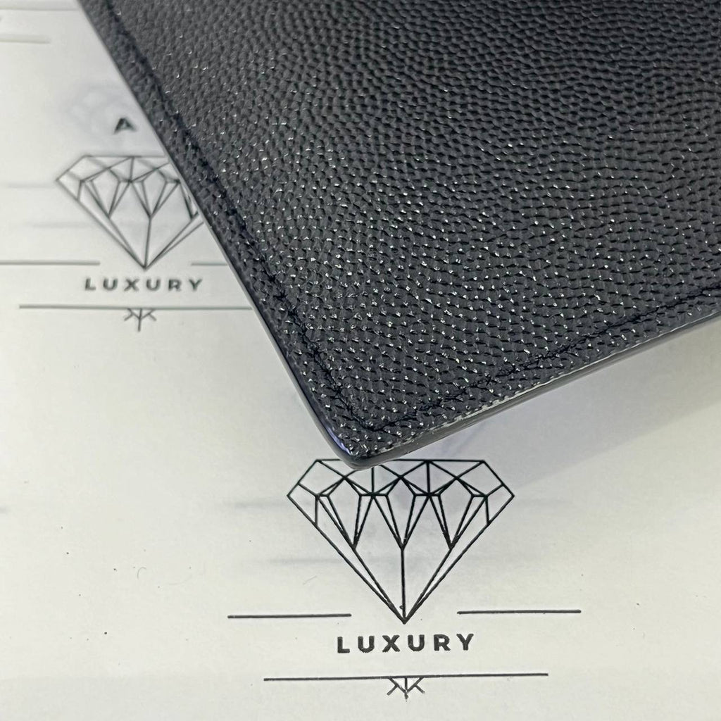 [PRE LOVED] YSL Uptown Clutch in Black Grain De Poudre Leather GHW