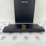 [PRE LOVED] YSL Uptown Clutch in Black Grain De Poudre Leather GHW