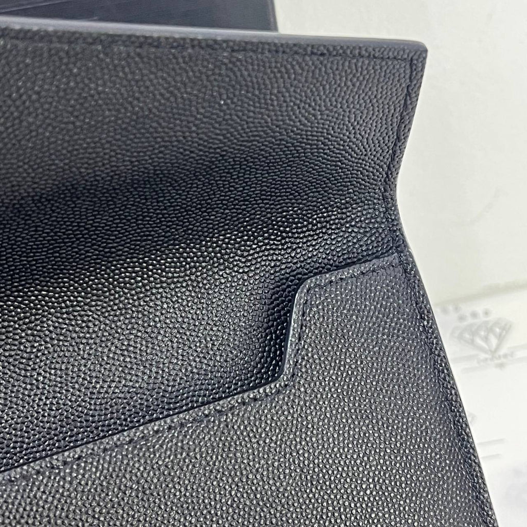 [PRE LOVED] YSL Uptown Clutch in Black Grain De Poudre Leather GHW