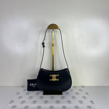 [PRE LOVED] Celine Tilly Shoulder Bag in Black Calfskin Leather GHW