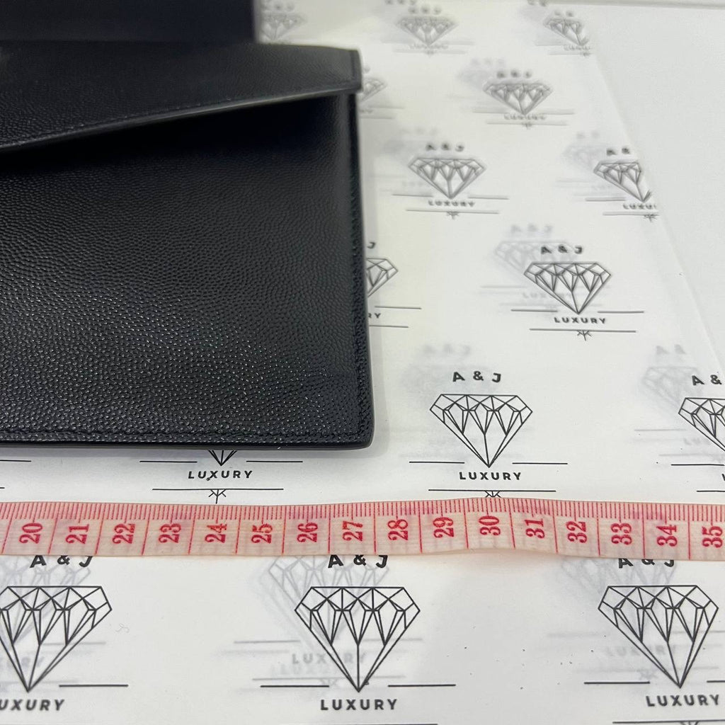 [PRE LOVED] YSL Uptown Clutch in Black Grain De Poudre Leather GHW